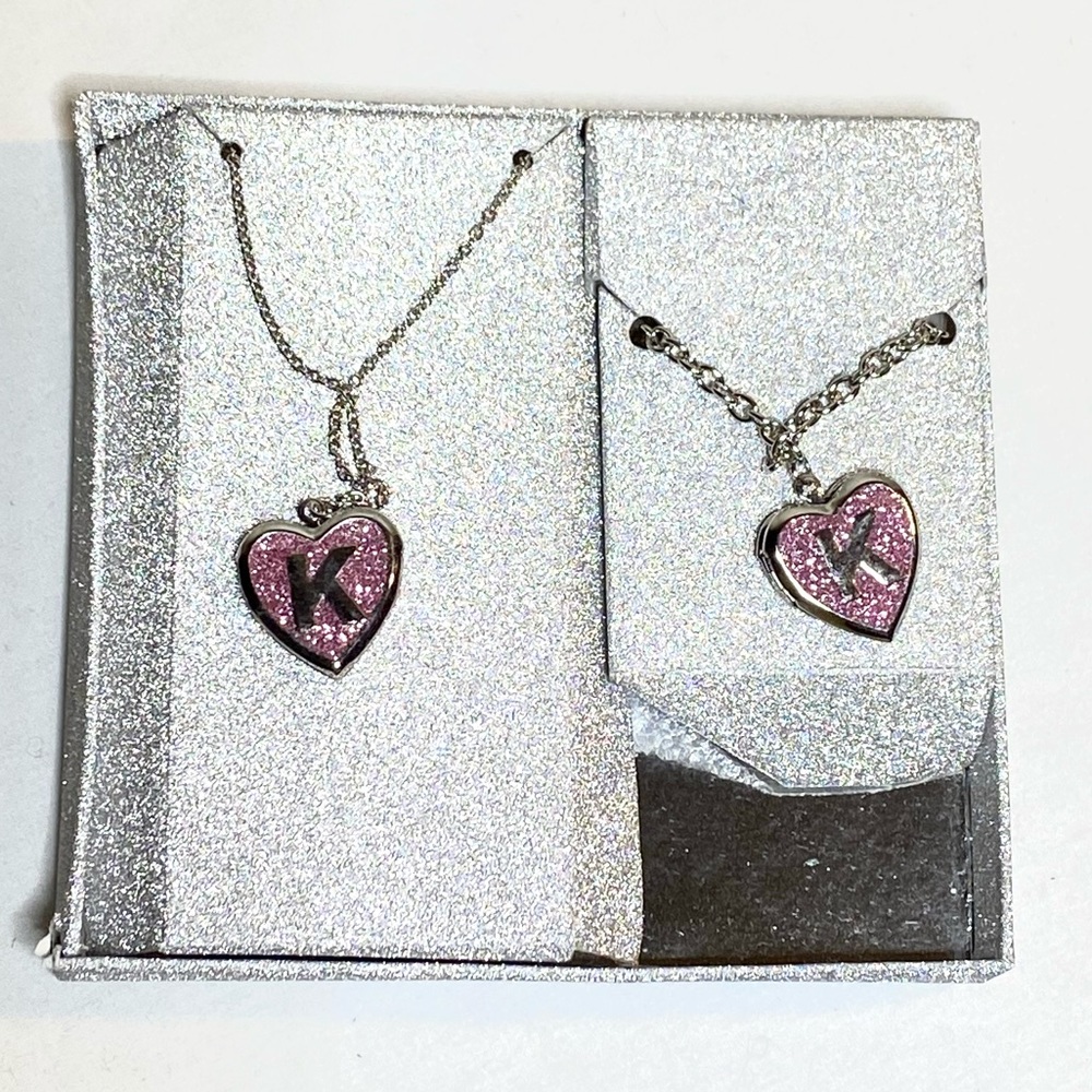 Matching 2pc “K” Locket (necklace + bracelet) Set